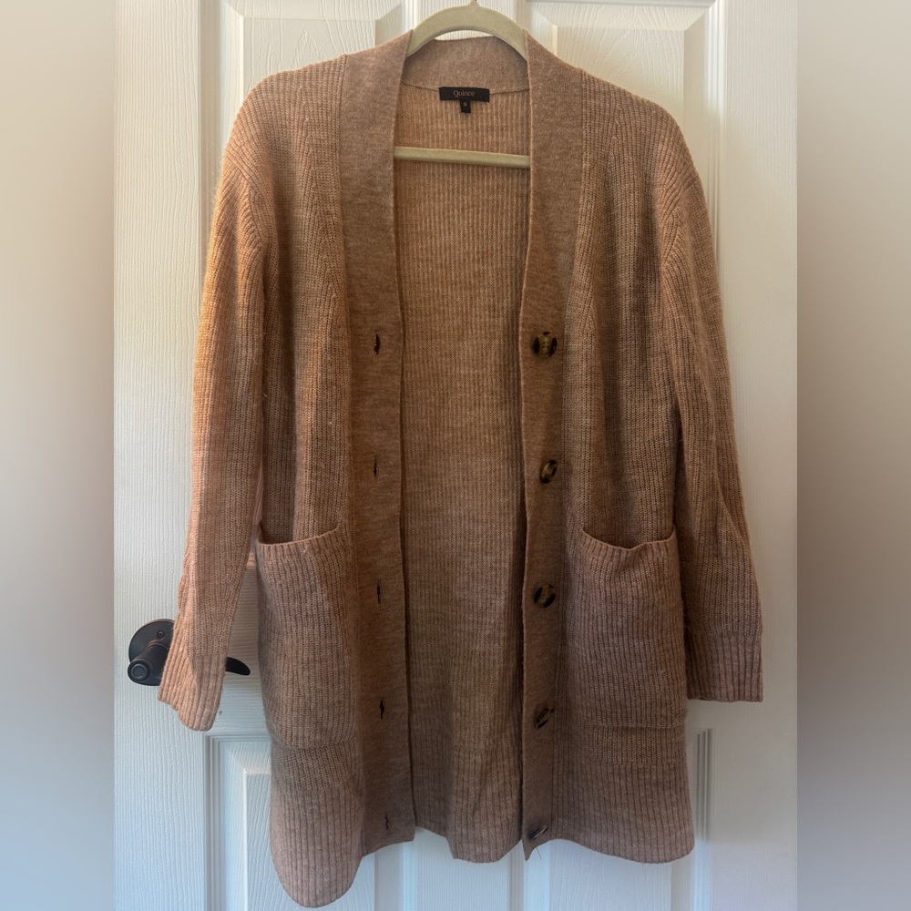 Quince Mongolian Spring Cashmere Oversized Boyfriend Cardigan Sweater